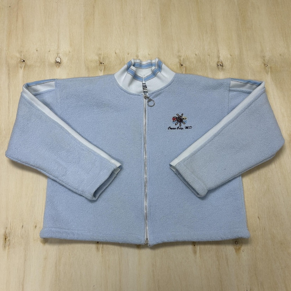 Vintage Lagaci Sport Jacket Womens Large Blue Fleece Full Zip Collared Lined
